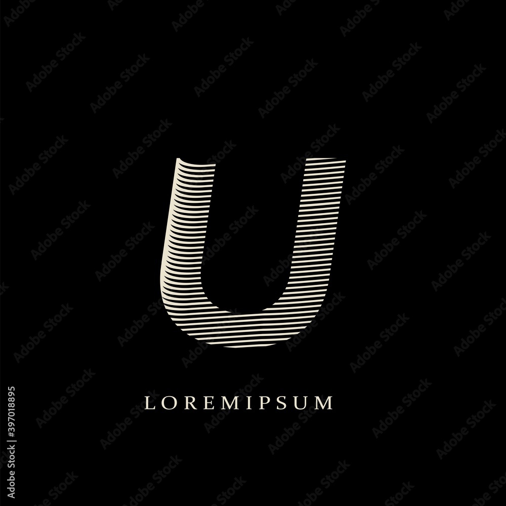 Line Stripes Letter U logo icon. Design concept line stripe shape with initial letter logo icon. Line Stripes Letter U logo icon. Design concept line stripe shape with initial letter logo icon.