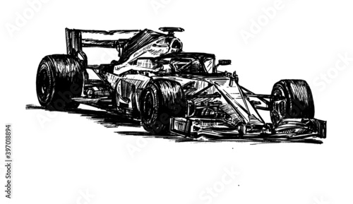 drawing of F1 racing car hand draw