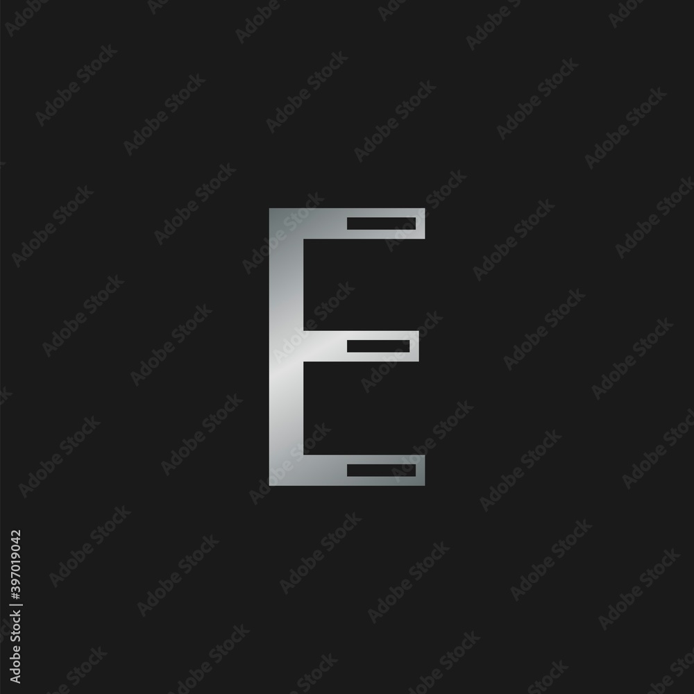 Initial Letter E logo icon. Vector design concept abstract classy letter with silver color. Initial Letter E logo icon. Vector design concept abstract classy letter with silver color.