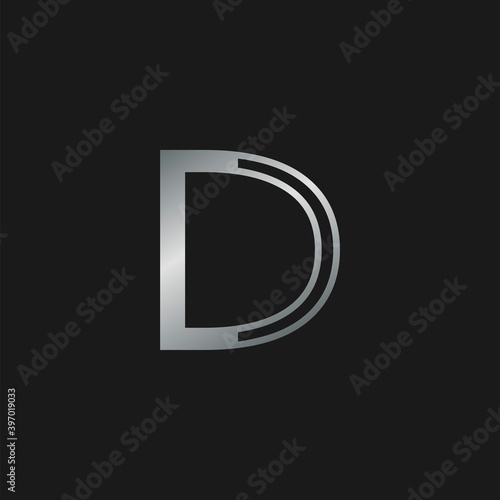 Initial Letter D logo icon. Vector design concept abstract classy letter with silver color.