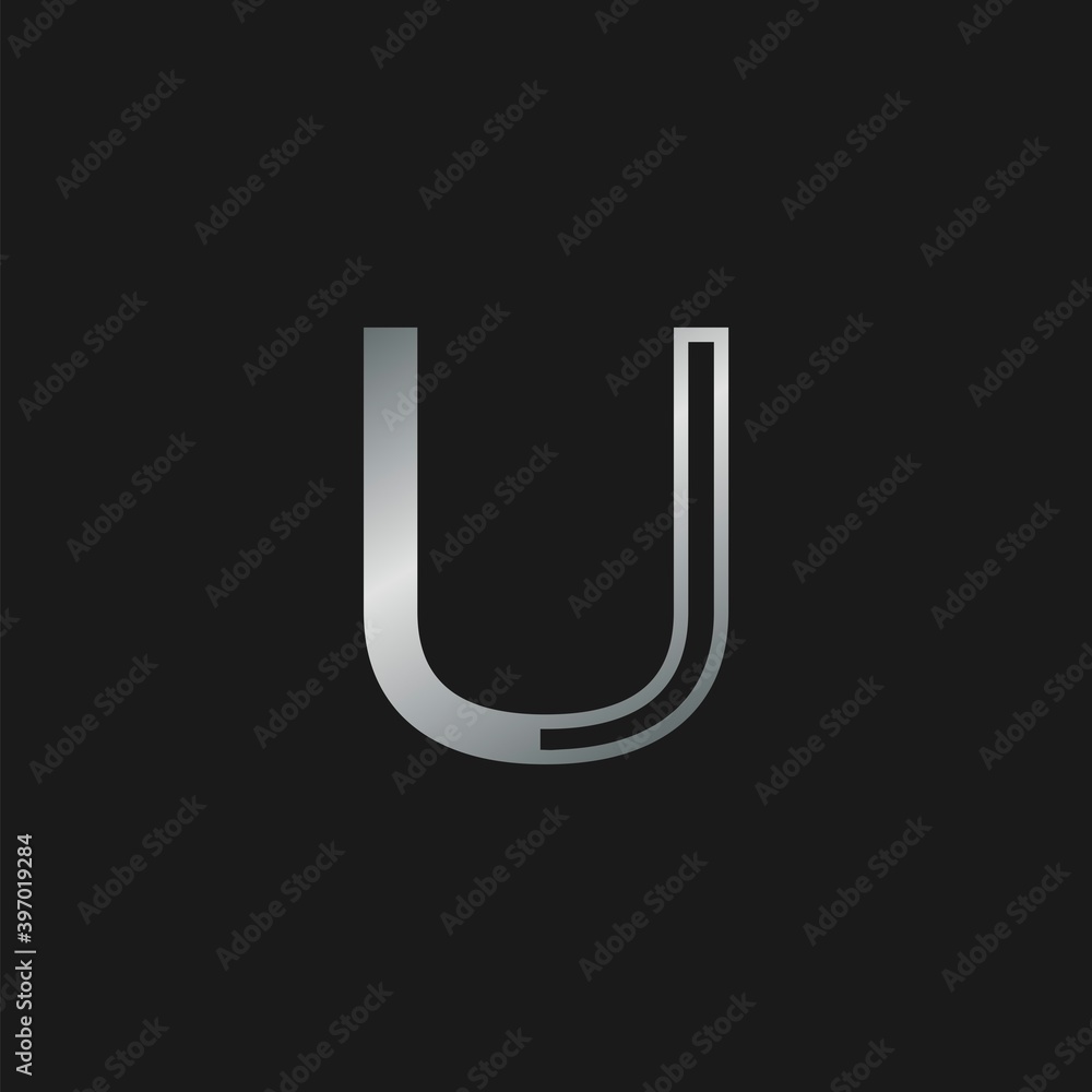 Initial Letter U logo icon. Vector design concept abstract classy letter with silver color. Initial Letter U logo icon. Vector design concept abstract classy letter with silver color.