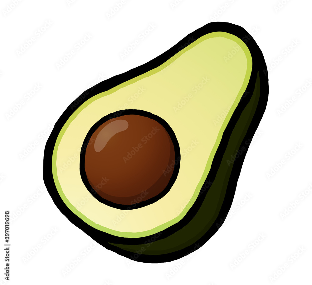 Avocado cartoon style. White background Avocado cartoon style. White background