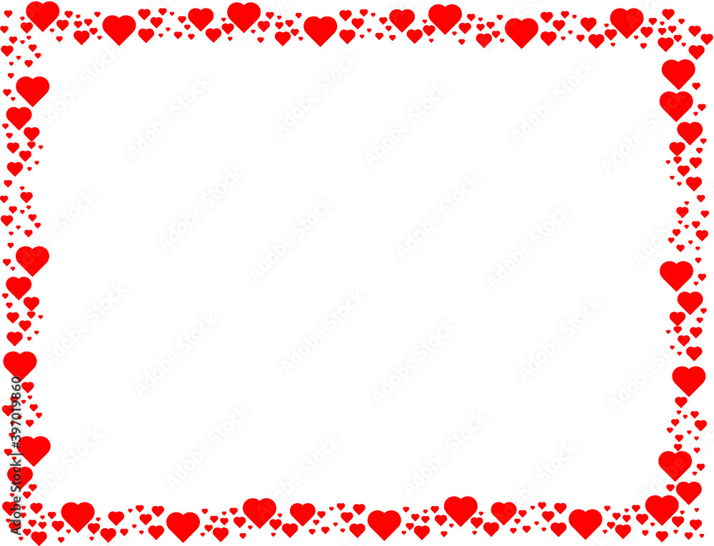 Love  Red frame . Valentine's Day Heart Background .