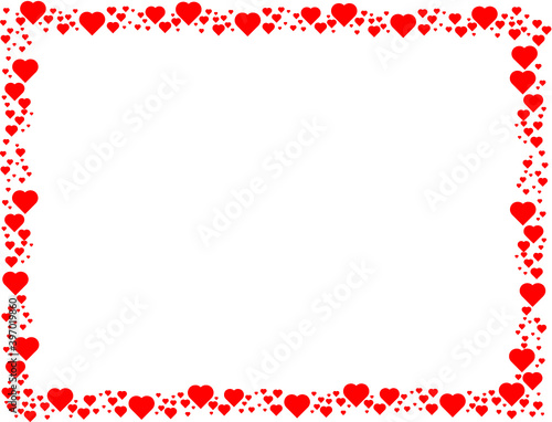 Love  Red frame . Valentine's Day Heart Background .