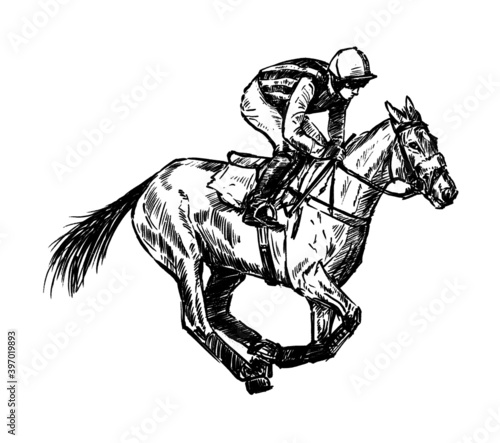 sketch of jockey hand draw