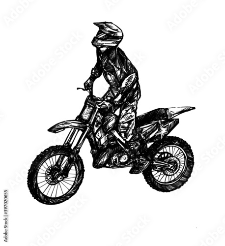 sketch of motorcross racing hand draw