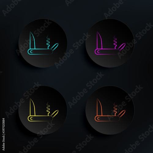 Pocketknife dark badge color set icon. Simple thin line, outline vector of travel icons for ui and ux, website or mobile application