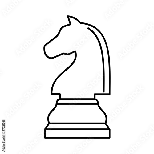 White chess knight piece on white background