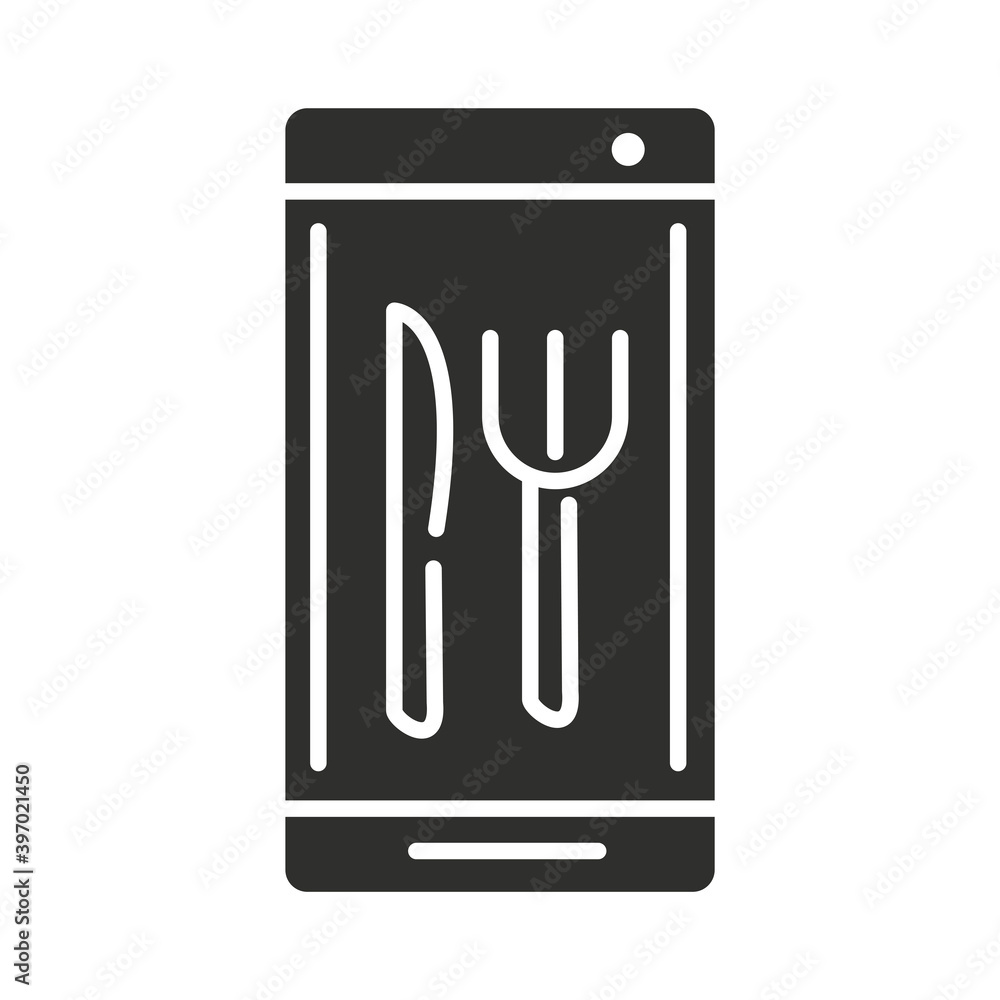 online food delivery service restaurant app silhouette icon online food delivery service restaurant app silhouette icon