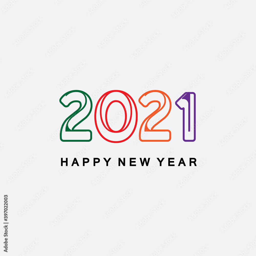 2021 new year icon vector illustration design template.Design for banner, greeting cards, brochure or print. Vector illustration. Isolated on white background.
