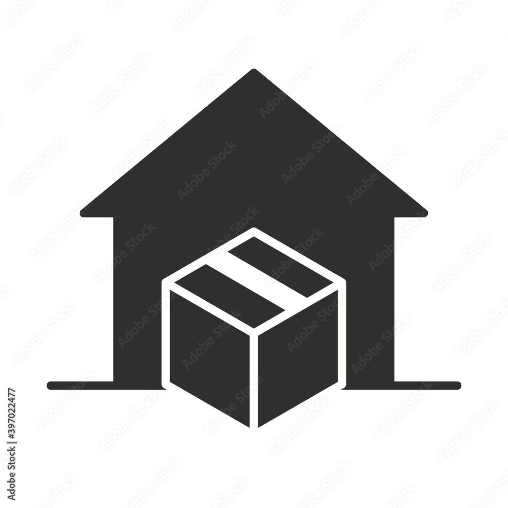 delivery service at home box in door silhouette icon delivery service at home box in door silhouette icon