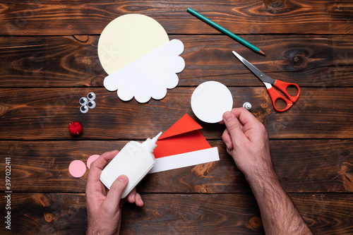 Step 9. DIY Craft Christmas card Santa Claus. Christmas craft paper step by step instructions.