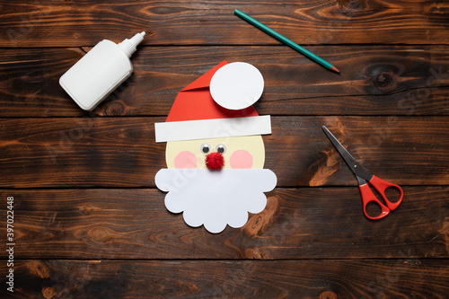 Step 13. DIY Craft Christmas card Santa Claus. Christmas craft paper step by step instructions.