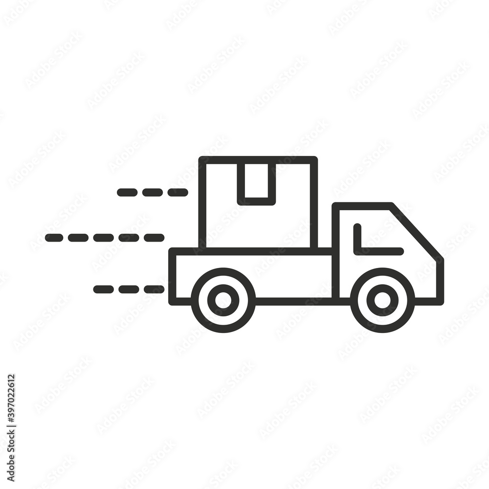 delivery truck with cardboard box transport line style design
