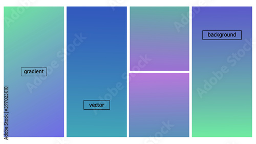 Gradient background set of blue color vectors. Abstract gradient light to dark blue azure violet color blend simple gradients set. Trendy minimalist editable web design cover