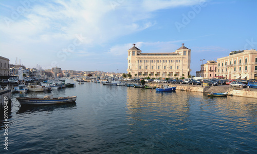 The dock of Syracuse is a port and market area that connects the city with the Ortigia peninsula.