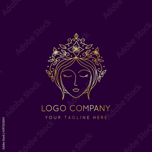 Beauty logo with line style vector