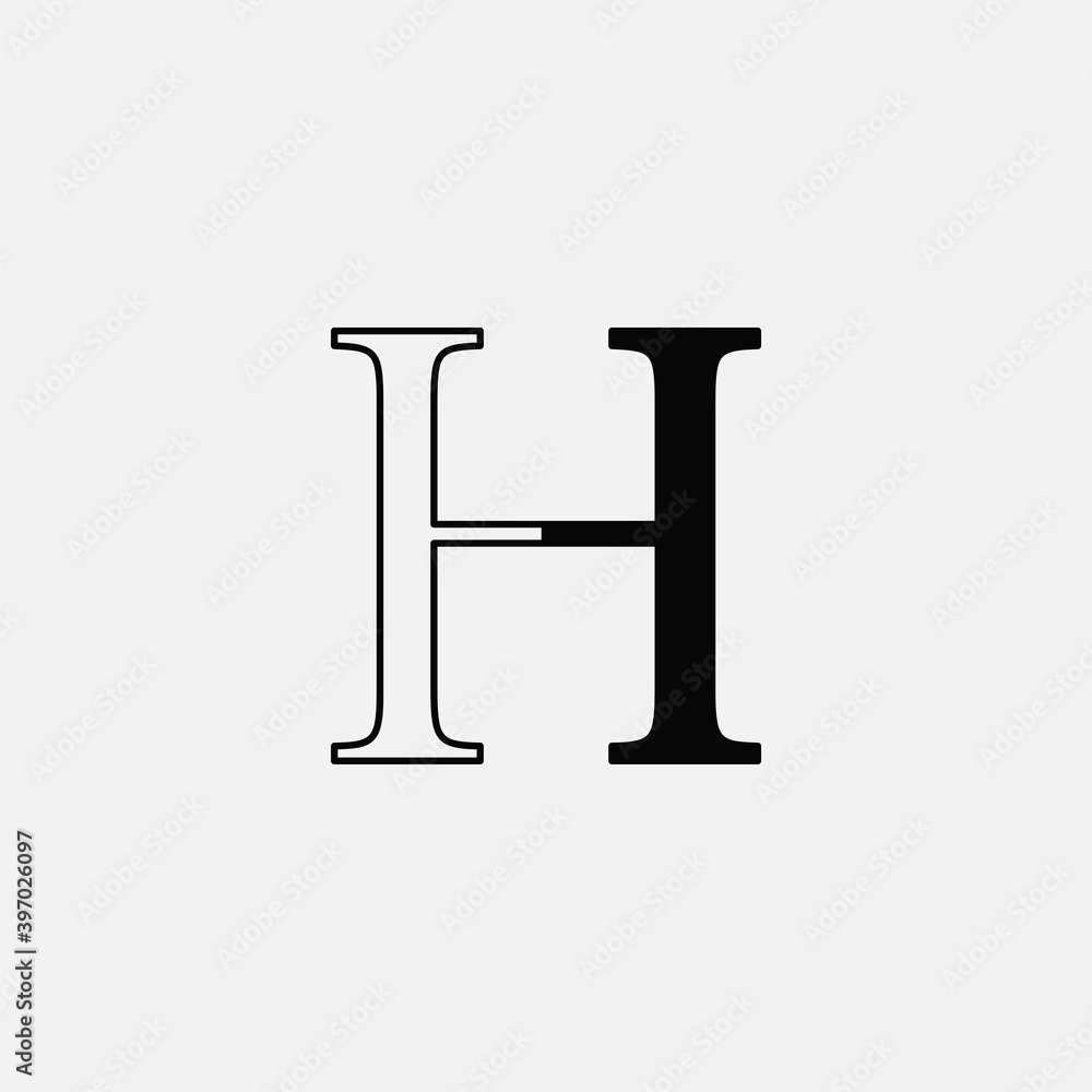 Minimalist Initial Letter H logo icon, vector design concept outline letter. Minimalist Initial Letter H logo icon, vector design concept outline letter.