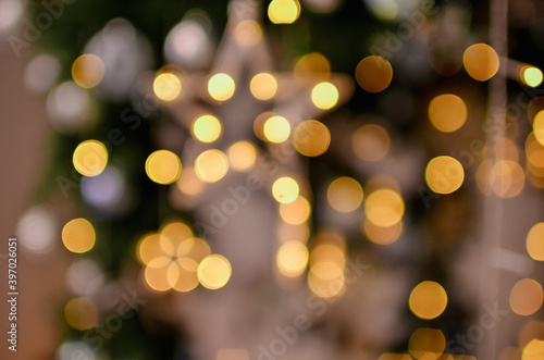 christmas star with garland lights 