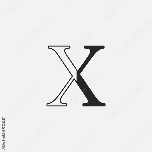 Minimalist Initial Letter X logo icon, vector design concept outline letter.