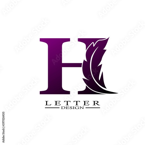 Initial Letter G Logo with feather. Trendy Design concept luxury feather element.