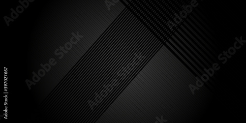 Black abstract background with metal texture and lines. Vector illustration design for business presentation, banner, cover, web, flyer, card, poster, game, texture, slide, magazine, and powerpoint.