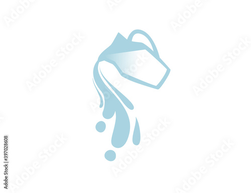 Silhouette jug of milk and milk is pouring out flat vector illustration isolated on white background