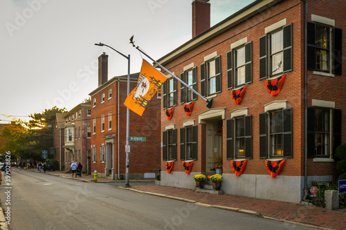Historic houses decorated for Halloween in Salem, MA photo