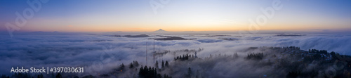 Looking at Mt. Hood during Morning Sunrise over a sea of Fog