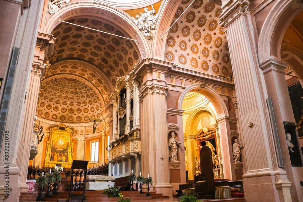 Reggio Emilia, Italy. Beautiful interiors of Reggio Emilia Cathedral (Cattedrale di Santa Maria Assunta).