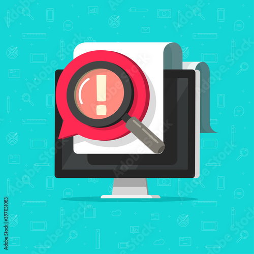 Identify important opinion online data on document file vector flat cartoon concept, censored or parental control idea, rude comment message, mad or bad complaint talk