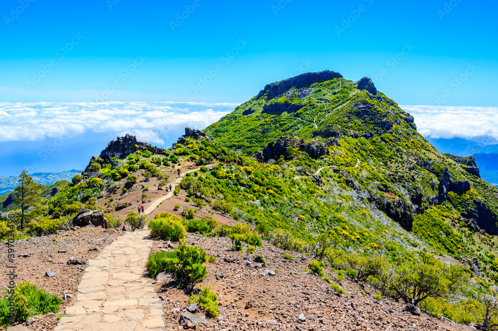 Achada do Teixeira - View from the Pico Ruivo - Hiking on Madeira Island, Portugal Achada do Teixeira - View from the Pico Ruivo - Hiking on Madeira Island, Portugal