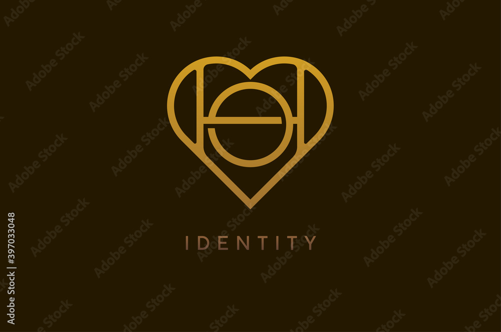 Abstract initials H and O logo, gold colour line style heart and letter combination, usable for brand, card and invitation, logo design template element,vector illustration Abstract initials H and O logo, gold colour line style heart and letter combination, usable for brand, card and invitation, logo design template element,vector illustration