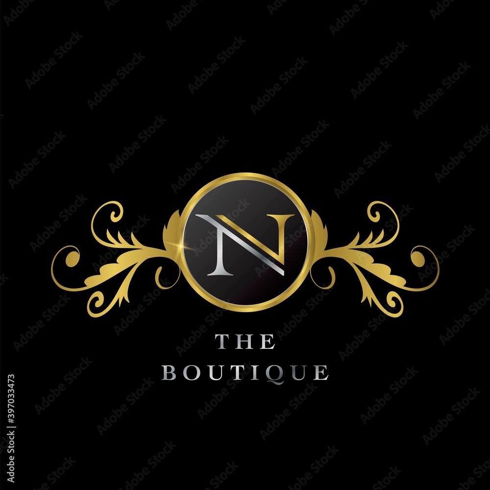 Golden Circle N Logo Luxury Boutique vector template design concept. Golden Circle N Logo Luxury Boutique vector template design concept.