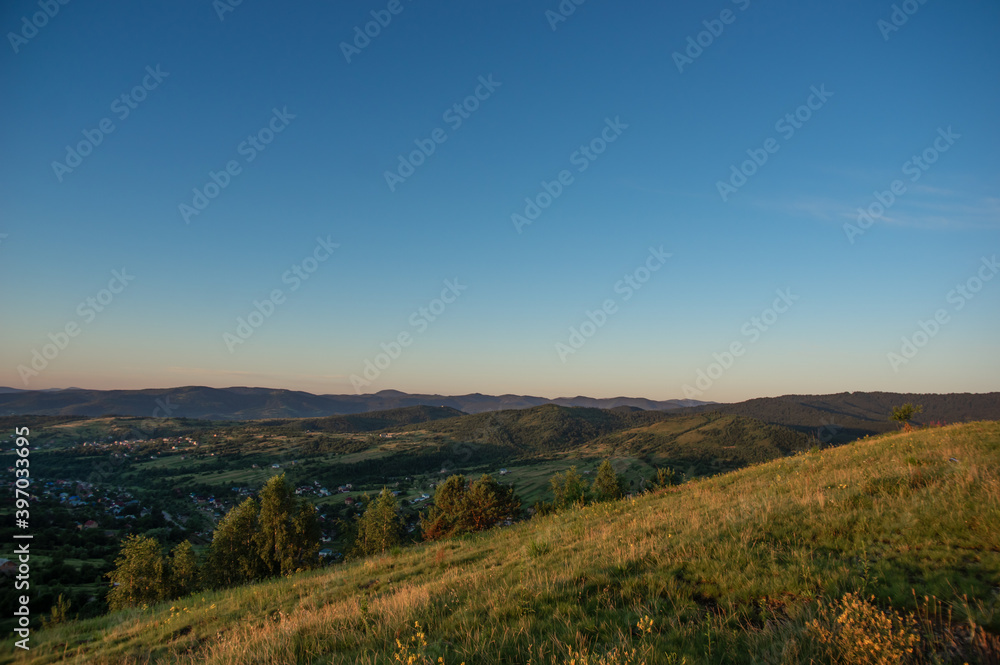 Beautiful sunrise in the Carpathian region