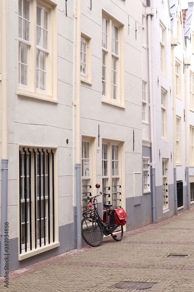 White Houses with a Bicycle in Amsterdam