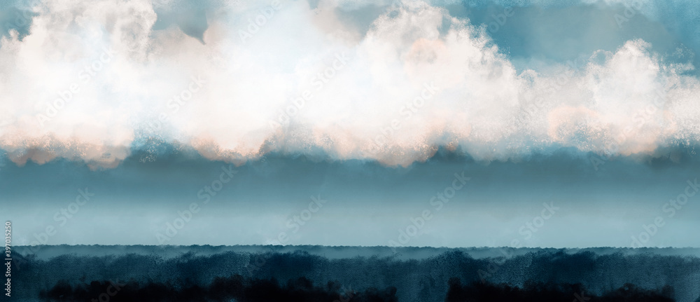 clouds and sky. Abstract colored surface is reminiscent of clouds, sky, fog or haze in Romantic painting