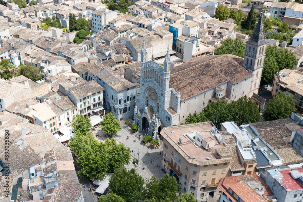 Εκτύπωση καμβά The building of the Catholic Church in Soller in Mallorca