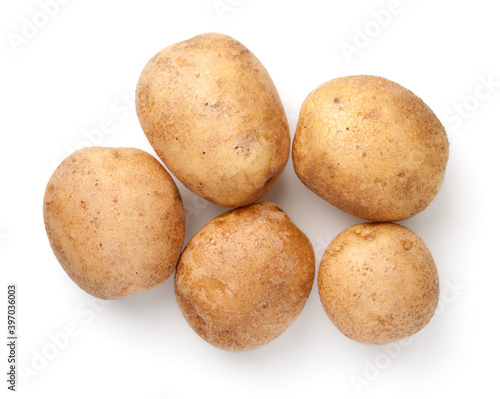 Group Of Raw Potatoes Isolated On White