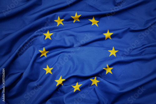 Fototapeta waving colorful national flag of european union.