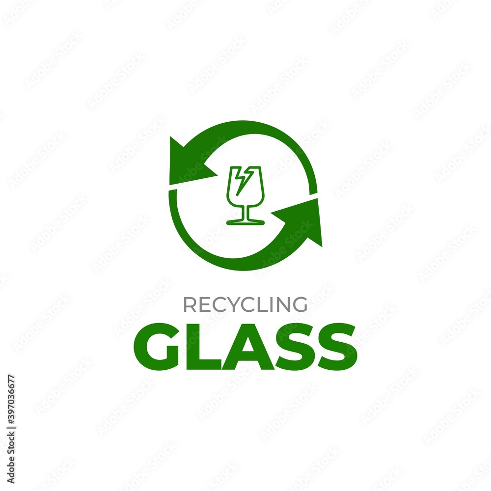 Glass recycling logo template. Waste glass recycling icon. Separate recycling for glass. Glass recycling logo template. Waste glass recycling icon. Separate recycling for glass.