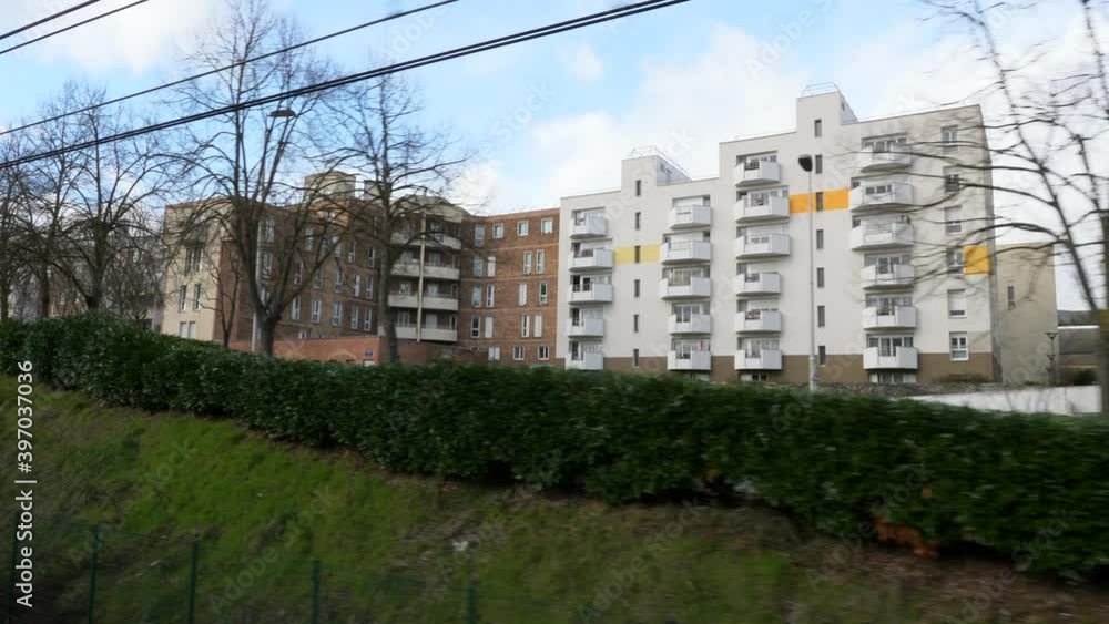 Suburban Apartment Buildings. Block of Flats. Paris Suburbs. Ile-de-France. France Europe. Spring Morning March 2020 Suburban Apartment Buildings. Block of Flats. Paris Suburbs. Ile-de-France. France Europe. Spring Morning March 2020