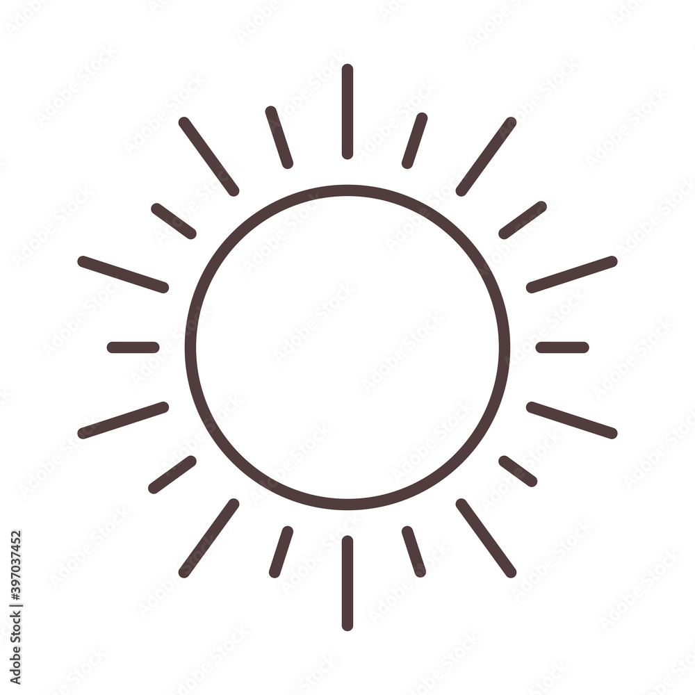 weather sun summer season day sky line icon style