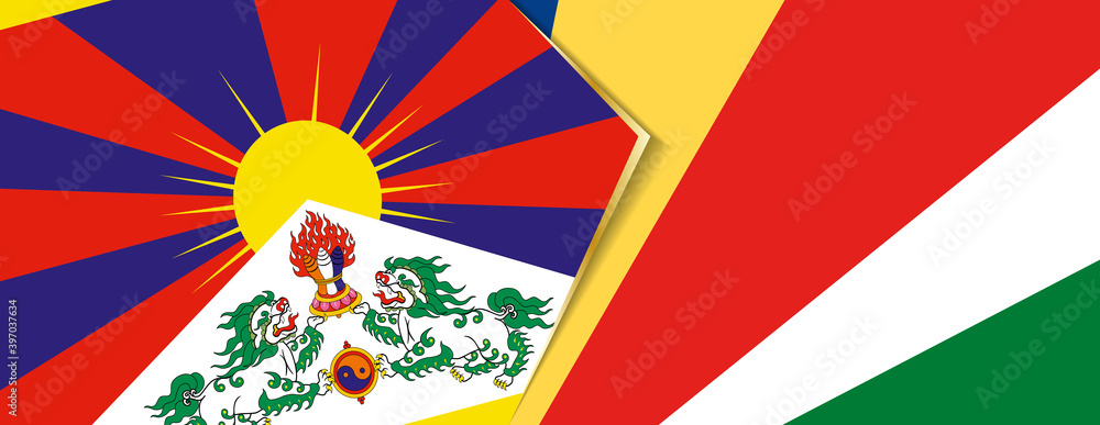 Tibet and Seychelles flags, two vector flags.