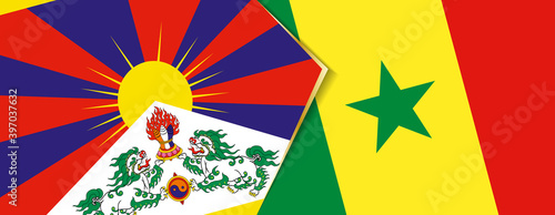 Vászonkép Tibet and Senegal flags, two vector flags.