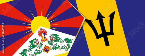 Foto Tibet and Barbados flags, two vector flags.