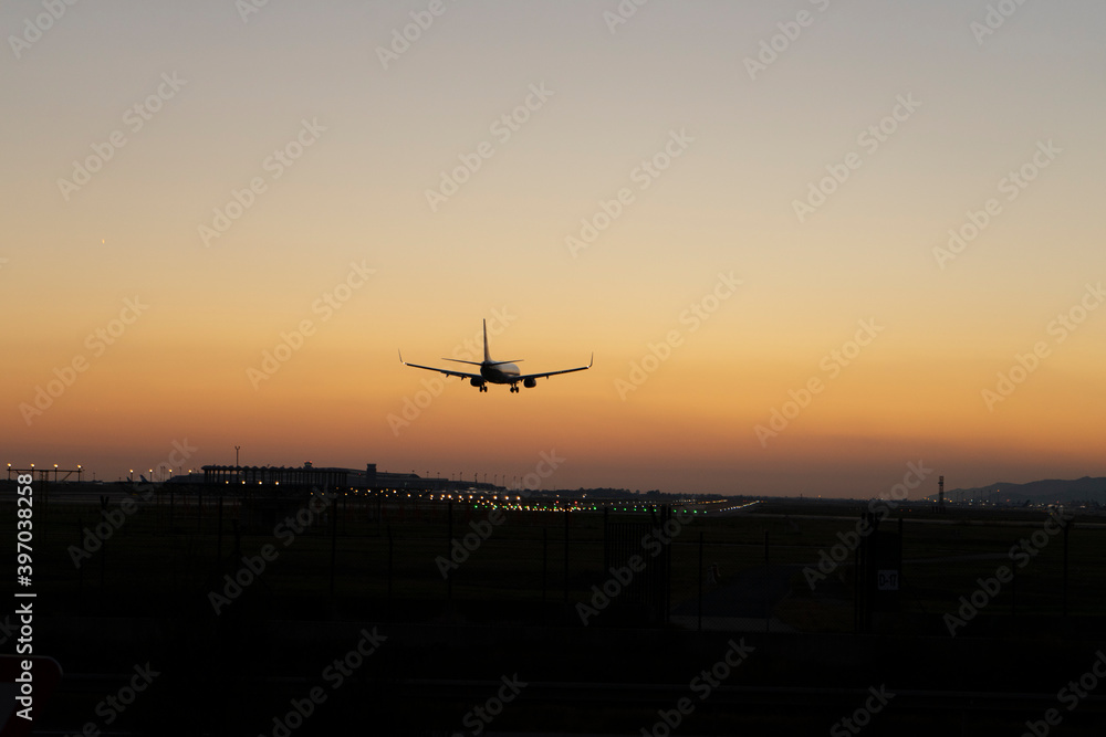 airplane at sunset airplane at sunset