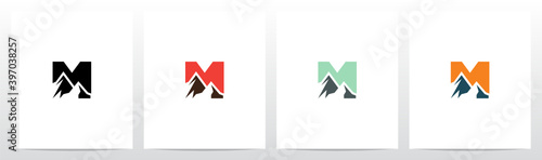 Mountain On Letter Logo Design M