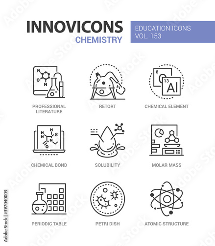 Chemistry - modern line design style icons set