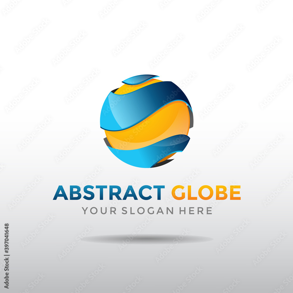 Abstract 3D Globe Template Logo Design. Vector Illustrator